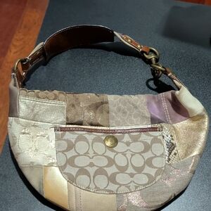 Coach Patchwork Shoulder Bag in Beige, Taupe & Cream